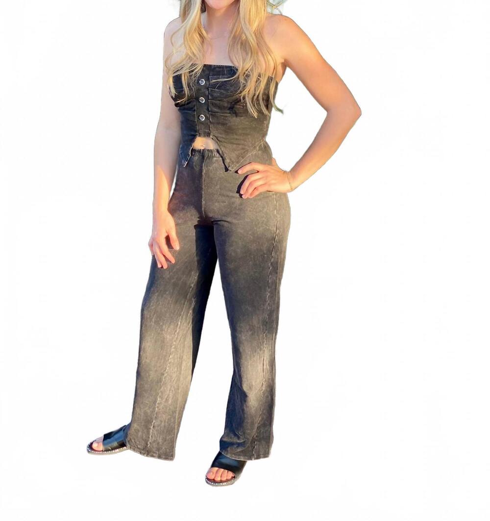 NEW ANNES APPAREL two piece acid wash set in grey